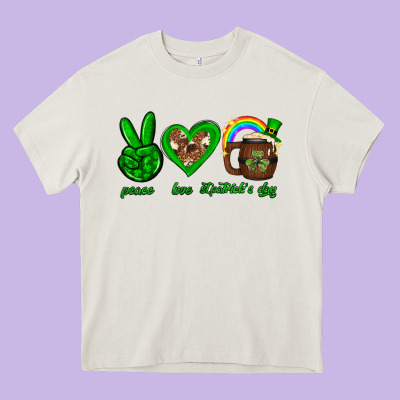 Peace Love Luck St. Patrick's Day Heavy Core Tee Designed By Neo Western