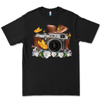 Black floral butterfly film roll vintage camera Premium Tee - FaDigitalArtStudio