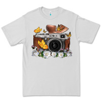 Dove Grey floral butterfly film roll vintage camera Premium Tee - FaDigitalArtStudio