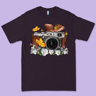 Floral Butterfly Film Roll Vintage Camera Premium Tee Designed By Fadigitalartstudio