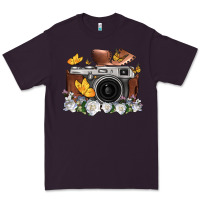 Plum floral butterfly film roll vintage camera Premium Tee - FaDigitalArtStudio