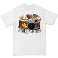 White floral butterfly film roll vintage camera Premium Tee - FaDigitalArtStudio