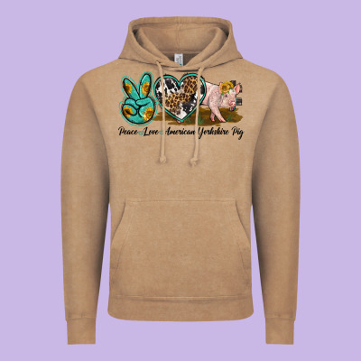 Peace Love Yorkshire Pig Vintage Hoodie Designed By Lillyallendesigns