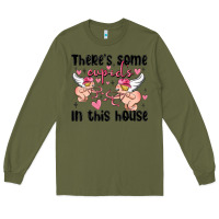 Army Green there's some cupid's in this house Long Sleeve Tee - MaliasSmallBusiness