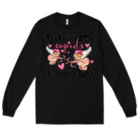 Black there's some cupid's in this house Long Sleeve Tee - MaliasSmallBusiness