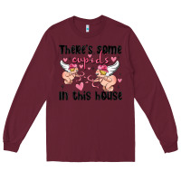 Burgundy there's some cupid's in this house Long Sleeve Tee - MaliasSmallBusiness