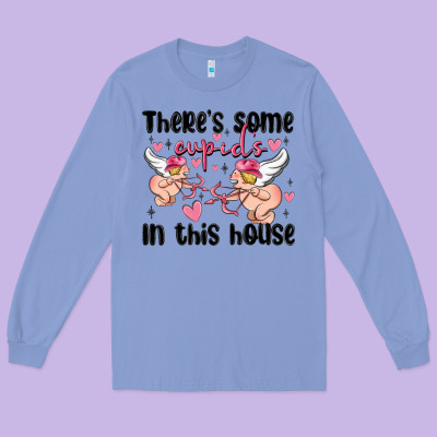 There's Some Cupid's In This House Long Sleeve Tee Designed By Maliassmallbusiness