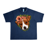 Navy jack russel floral Urban Heavy Tee - Jasminsmagicworld