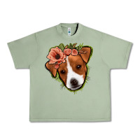 Oil Green jack russel floral Urban Heavy Tee - Jasminsmagicworld