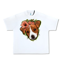 White jack russel floral Urban Heavy Tee - Jasminsmagicworld