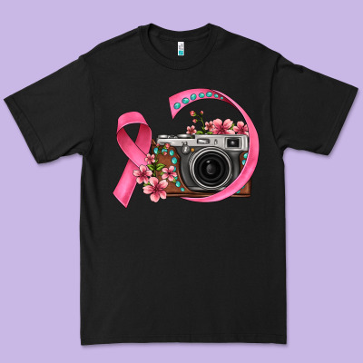 Floral Cancer Ribbon Vintage Camera Premium Tee Designed By Fadigitalartstudio