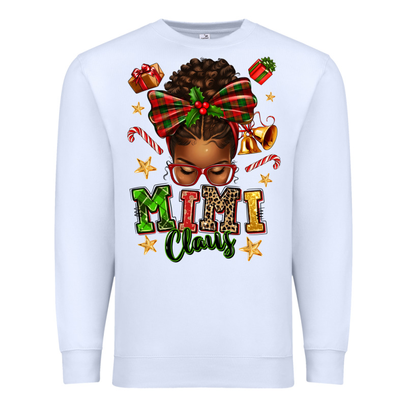 Mimi Claus Afro Messy Bun Premium Sweatshirt by texasbilliewilder | Teevron