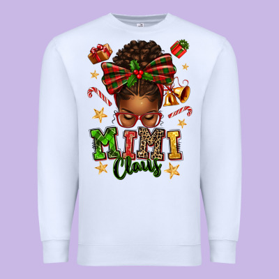 Mimi Claus Afro Messy Bun Premium Sweatshirt Designed By Texasbilliewilder