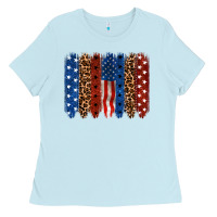 Baby Blue Back to blue brushstroke 4th of july Ladies Tee - CowGirlArtShop
