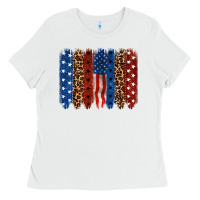 White Back to blue brushstroke 4th of july Ladies Tee - CowGirlArtShop