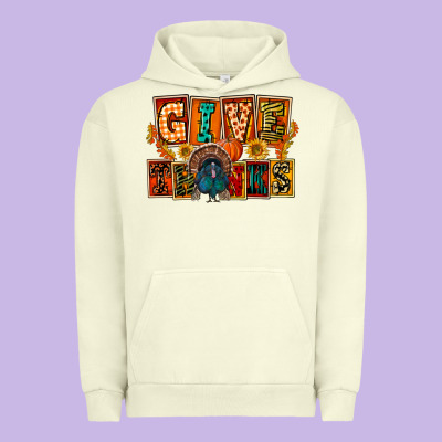 Give Thanks Thanksgiving Urban Hoodie Designed By Fadigitalartstudio