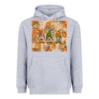 Heather Grey Fall with Gnomes Heavyweight Hoodie - texasbilliewilder