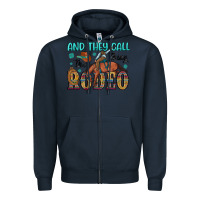 Navy and they call the thing rodeo Zipper Hoodie - Artiststas