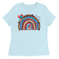 Baby Blue American rainbow Ladies Tee - Neo Western