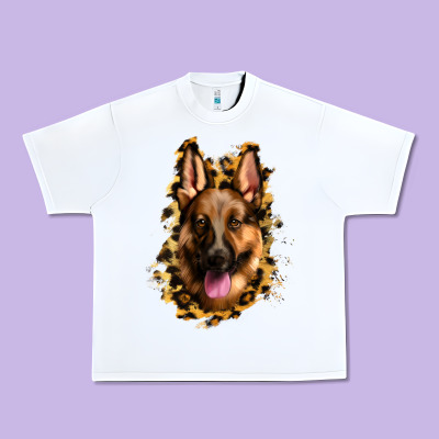 German Shepherd Leopard Background Urban Heavy Tee Designed By Jasminsmagicworld