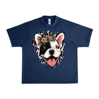 Navy french bulldog floral Urban Heavy Tee - Jasminsmagicworld