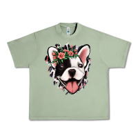 Oil Green french bulldog floral Urban Heavy Tee - Jasminsmagicworld