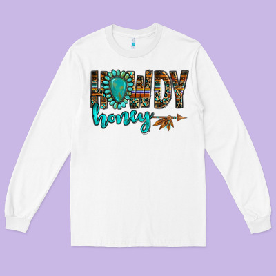 Western Howdy Honey Arrow Gemstone Long Sleeve Tee Designed By Nancycooperartshop