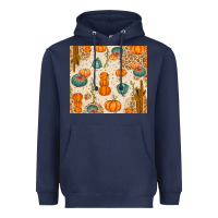 Navy Fall Pumpkins Heavyweight Hoodie - texasbilliewilder