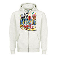 Oatmeal Heather movie night Zipper Hoodie - Artiststas