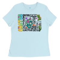 Baby Blue cactus Ladies Tee - CowhideDigitalArt