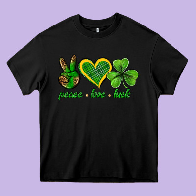 Peace Love Luck St. Patricks Day Nepeace Love Luck Heavy Core Tee Designed By Neo Western
