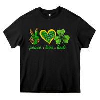 Black peace love luck st. patricks day nePeace love luck Heavy Core Tee - Neo Western