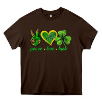 Chocolate Brown peace love luck st. patricks day nePeace love luck Heavy Core Tee - Neo Western