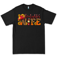 Black firefighter wife with hat sunflowers Premium Tee - HRA Design Shop
