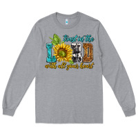 Heather Grey trust in the lord with all your heart Long Sleeve Tee - NancyCooperArtShop