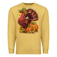 Thanksgiving Turkey With Pumpkin And Sunflower Premium Sweatshirt | Teevron