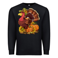 Black Thanksgiving turkey with pumpkin and sunflower Premium Sweatshirt - NancyCooperArtShop
