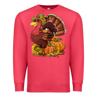 Cardinal Thanksgiving turkey with pumpkin and sunflower Premium Sweatshirt - NancyCooperArtShop