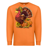 Carrot Thanksgiving turkey with pumpkin and sunflower Premium Sweatshirt - NancyCooperArtShop