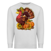 Dove Grey Thanksgiving turkey with pumpkin and sunflower Premium Sweatshirt - NancyCooperArtShop