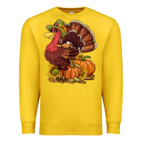 Lemon Thanksgiving turkey with pumpkin and sunflower Premium Sweatshirt - NancyCooperArtShop