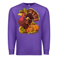Purple Thanksgiving turkey with pumpkin and sunflower Premium Sweatshirt - NancyCooperArtShop
