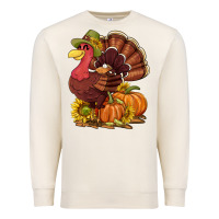 Sandshell Thanksgiving turkey with pumpkin and sunflower Premium Sweatshirt - NancyCooperArtShop