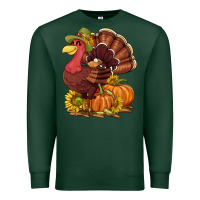 Sports Green Thanksgiving turkey with pumpkin and sunflower Premium Sweatshirt - NancyCooperArtShop