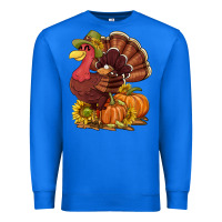 True Royal Thanksgiving turkey with pumpkin and sunflower Premium Sweatshirt - NancyCooperArtShop