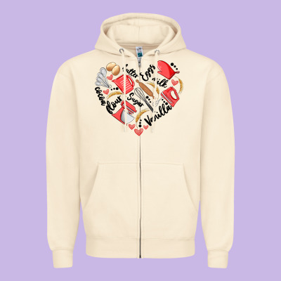 Bake Tools Heart Zipper Hoodie Designed By Artiststas