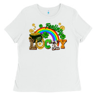 White feeling lucky Ladies Tee - FaDigitalArtStudio