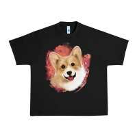 Black corgi peach watercolor background Urban Heavy Tee - Jasminsmagicworld