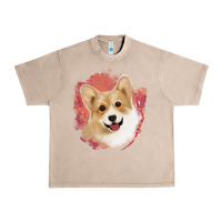 French Oak corgi peach watercolor background Urban Heavy Tee - Jasminsmagicworld