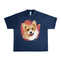Corgi Peach Watercolor Background Urban Heavy Tee | Teevron